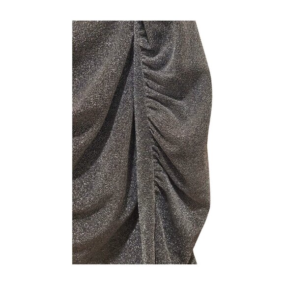 Rebecca Taylor Lurex Metallic Silver Ruched Blouse L Large Glitter Top Evening - Picture 6 of 10